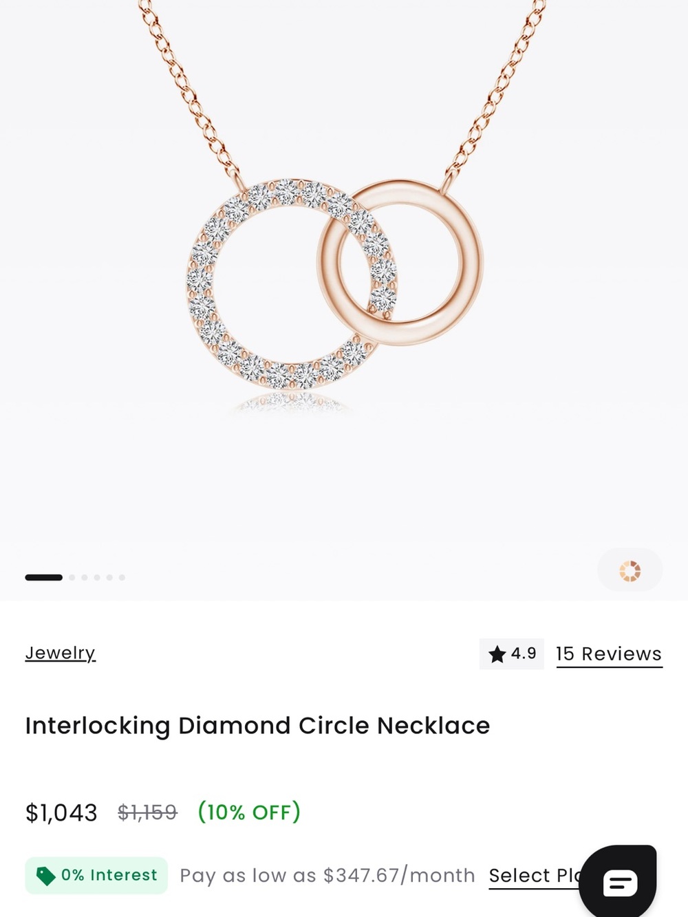 Angara Interlocking Circle Necklace with Natural Diamonds - 14k Rose Gold